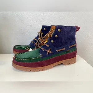 POLO Ralph Lauren Country Ranger MID Color Block Suede Corduroy Boots Sz 9