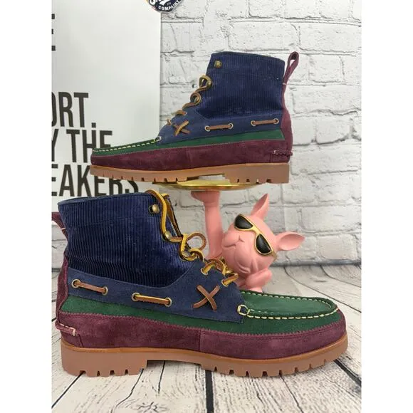 Polo Ralph Lauren Country Ranger Mid Corduroy Suede Boots Mens 9 Colorblock NEW