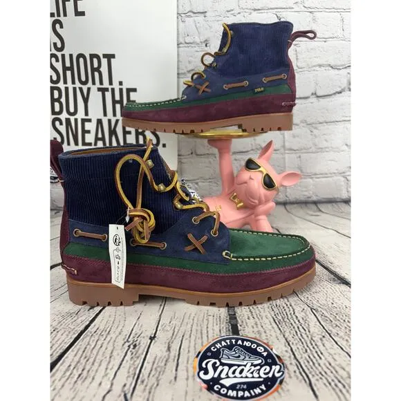 Polo Ralph Lauren Country Ranger Mid Corduroy Suede Boots Mens 9 Colorblock NEW