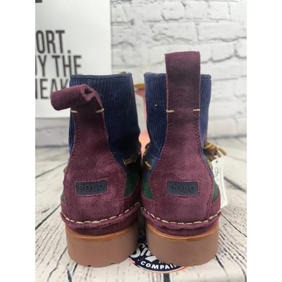 Polo Ralph Lauren Country Ranger Mid Corduroy Suede Boots Mens 9 Colorblock NEW