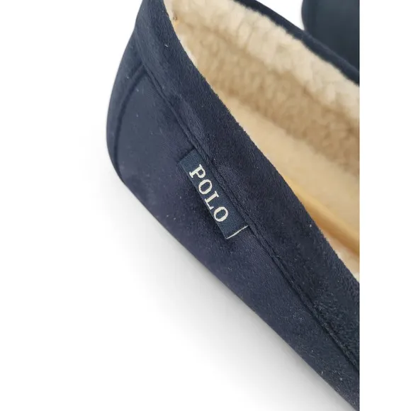 POLO Ralph Lauren Dezi Women's Size 9 Navy Suede Leather Moccasin Slippers Bear