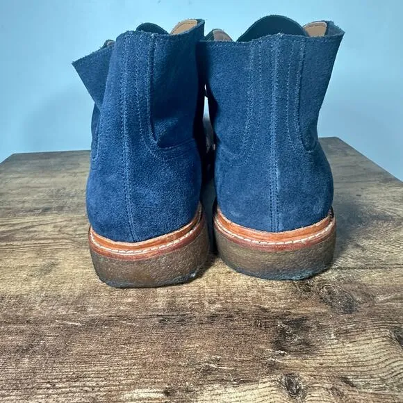 Polo Ralph Lauren KARLYLE Mid Boots Mens 10.5 Blue Suede EUC