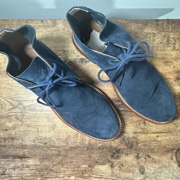 Polo Ralph Lauren KARLYLE Mid Boots Mens 10.5 Blue Suede EUC