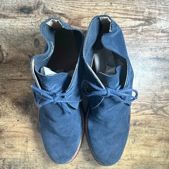Polo Ralph Lauren KARLYLE Mid Boots Mens 10.5 Blue Suede EUC