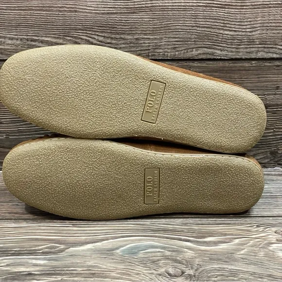 Polo Ralph Lauren Men's Collins Bear Suede Slippers Memory Foam Brown Size 9 NEW