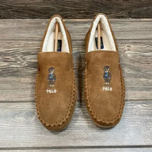 Polo Ralph Lauren Men's Collins Bear Suede Slippers Memory Foam Brown Size 9 NEW