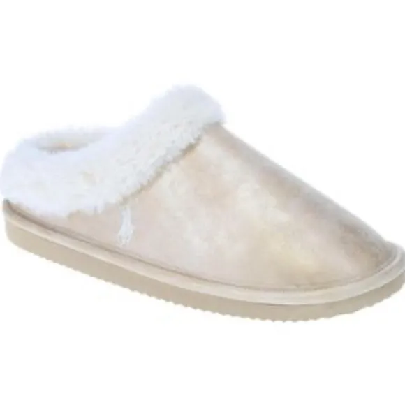 Polo Ralph Lauren‎ Women’s Charlotte Scuff Slippers Memory Foam Gold Size 8 NEW