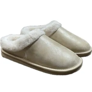 Polo Ralph Lauren‎ Women’s Charlotte Scuff Slippers Memory Foam Gold Size 8 NEW