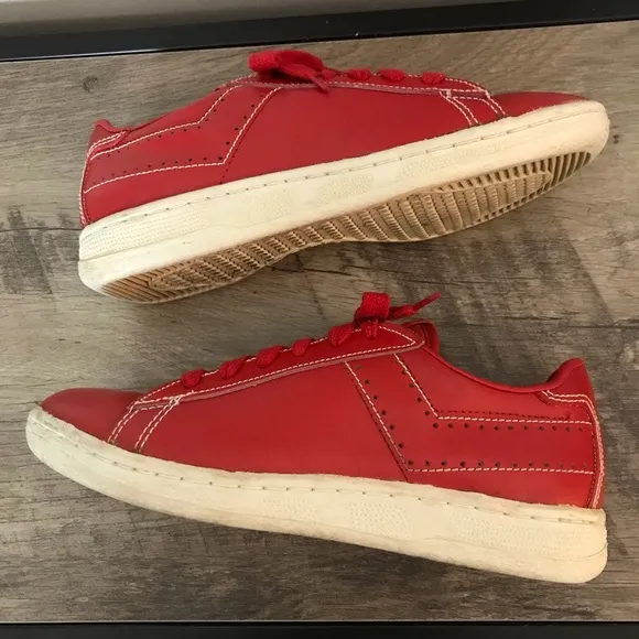 PONY Vintage 80s RED LEATHER Low SNEAKER Gym SHOES
