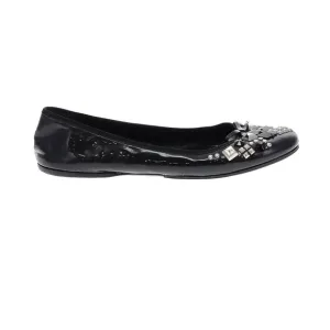 Prada Black Patent Leather Crystal Embellished Flats EU 40