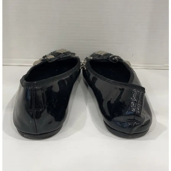 Prada Black Patent Leather Crystal Embellished Flats EU 40