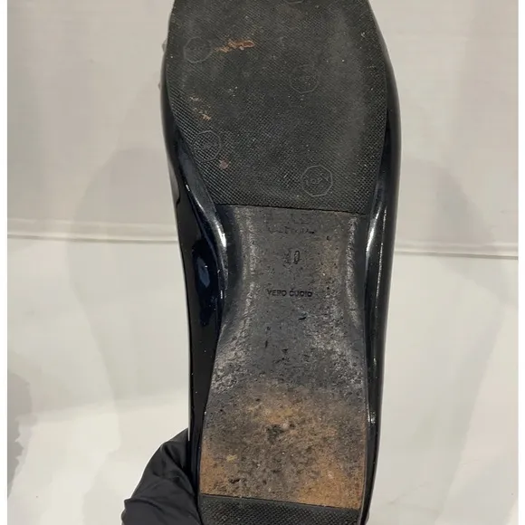 Prada Black Patent Leather Crystal Embellished Flats EU 40