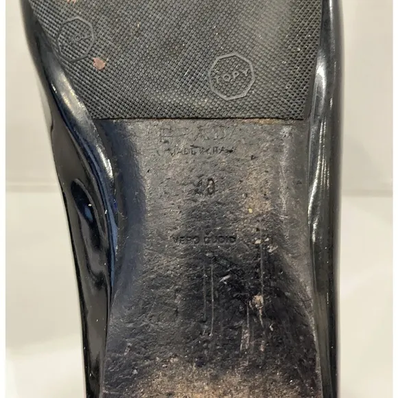 Prada Black Patent Leather Crystal Embellished Flats EU 40