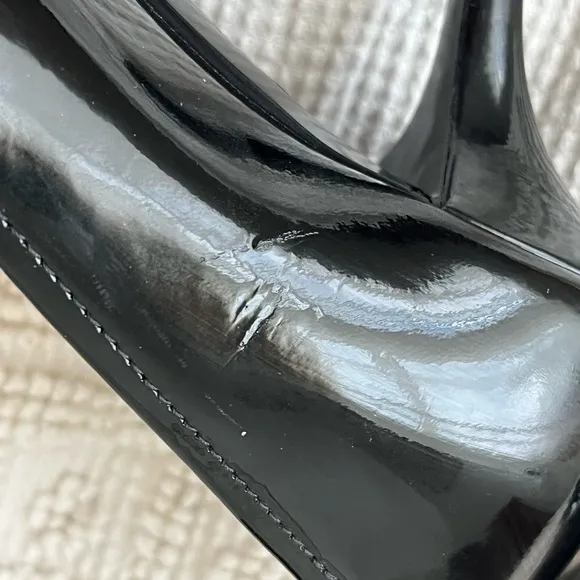 Prada Black Patent Leather Heels with Bow Detail size 39