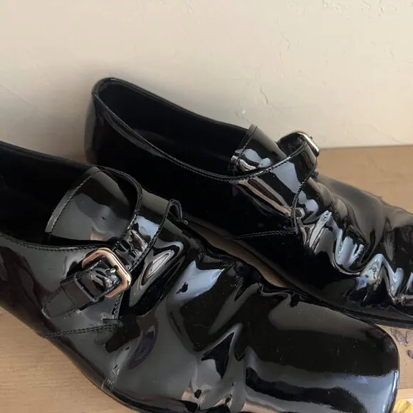 Prada Black Patent Leather Monk Strap Dress Shoes