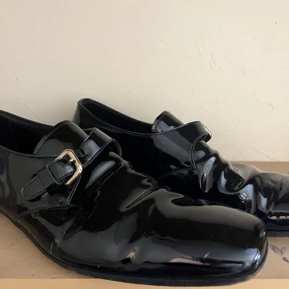Prada Black Patent Leather Monk Strap Dress Shoes