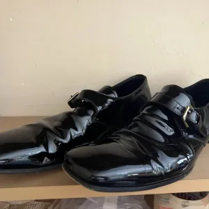 Prada Black Patent Leather Monk Strap Dress Shoes