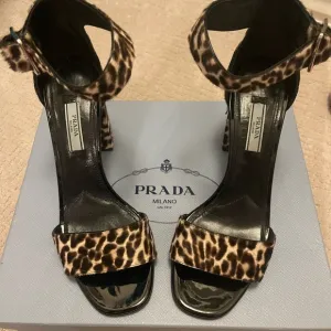 Prada Brown &amp; Black Leopard Print Chunky Heels - 39