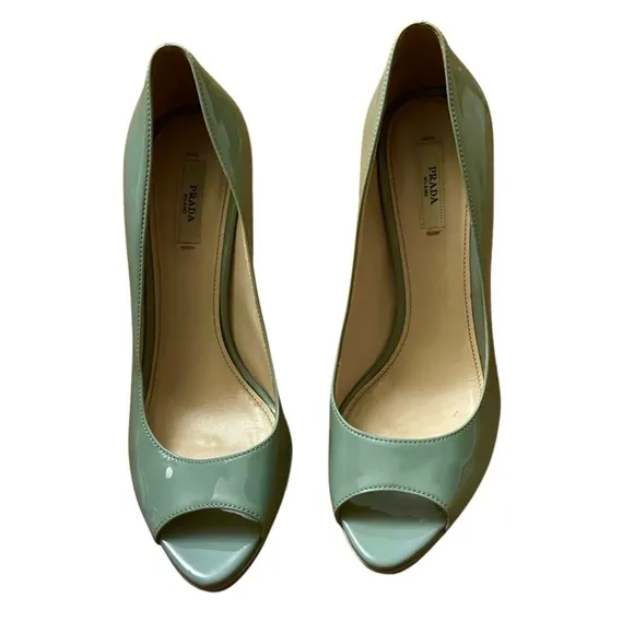 Prada Peep Toe Patent Shoes