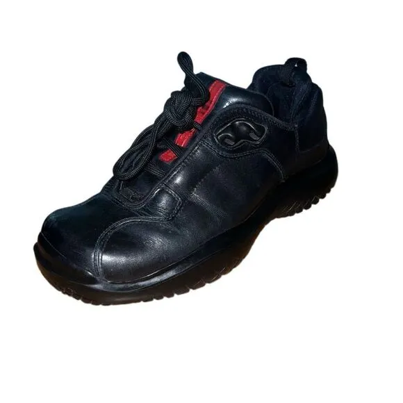 Prada Rare Vintage Chunky Square Toe Black Leather Shoes UK 7.5 US 8.5