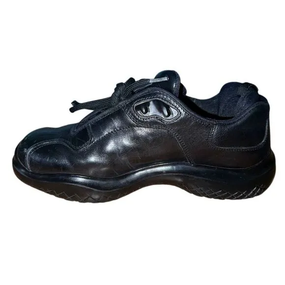 Prada Rare Vintage Chunky Square Toe Black Leather Shoes UK 7.5 US 8.5