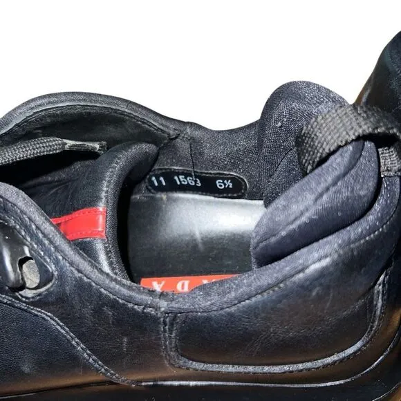 Prada Rare Vintage Chunky Square Toe Black Leather Shoes UK 7.5 US 8.5