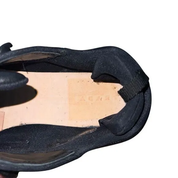 Prada Rare Vintage Chunky Square Toe Black Leather Shoes UK 7.5 US 8.5