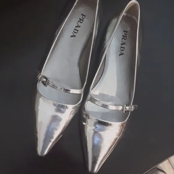 PRADA.FLATS.Silver.SIZE 36