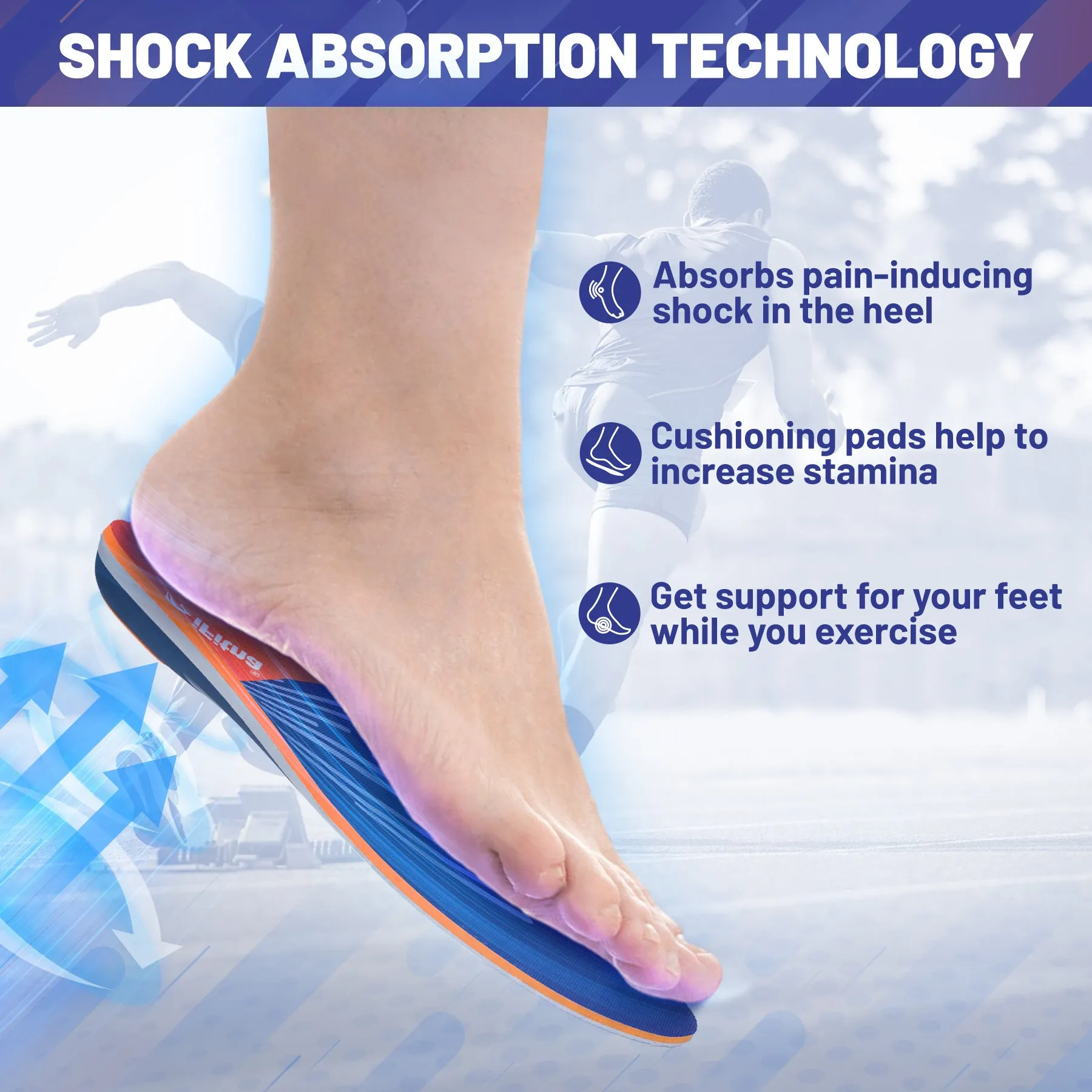 Premium High Arch Support Orthopedic Insoles for Plantar Fasciitis Relief, Cushioning Foot Inserts for Flat Feet, Deep Heel Cup, Shock Absorption for Men and Women