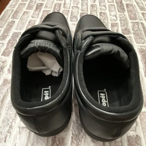 Propet Wide Black Leather Walking Shoes Life Walker Orthopedic No Tie 13 3E Wide