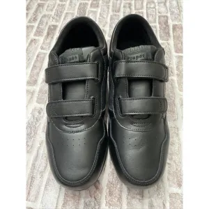 Propet Wide Black Leather Walking Shoes Life Walker Orthopedic No Tie 13 3E Wide