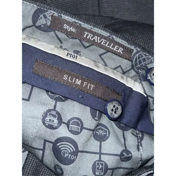 Pt01 Performance Traveler Stretch Slim Fit Wool-Blend Pants Size 34x31