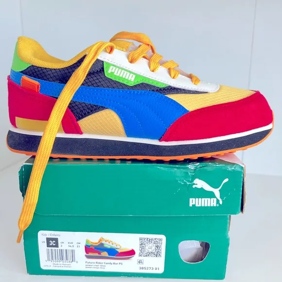 PUMA ‘Big Kids' Future Rider Candy Bar Sneakers Size 3C **NEW WITH BOX**🔥