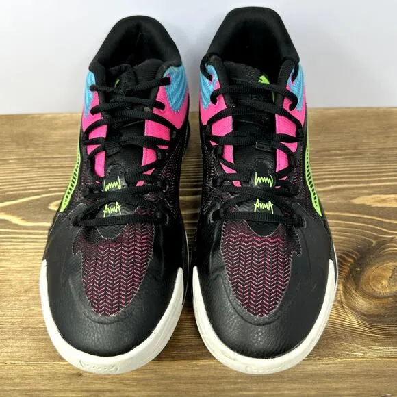 PUMA Dagger Black Fluro Pink Pes Basketball Shoes Sz 9 Hoopers Sneaker 311353-01
