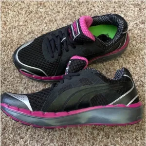 Puma Faas 550 Ortholite Women's 5.5 Black Purple Lace Up BioRide Running Shoes