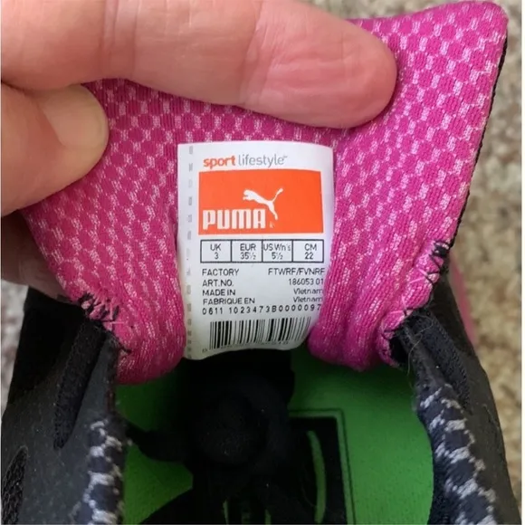 Puma Faas 550 Ortholite Women's 5.5 Black Purple Lace Up BioRide Running Shoes
