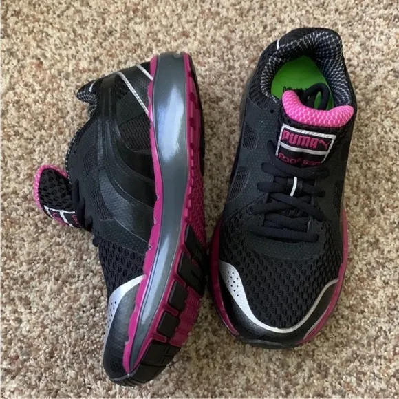 Puma Faas 550 Ortholite Women's 5.5 Black Purple Lace Up BioRide Running Shoes