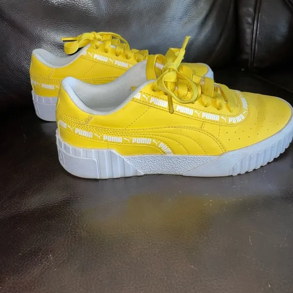 PUMA Kids Boys Cali Taping Lace Up Sneakers Shoes Casual Yellow size 5C active