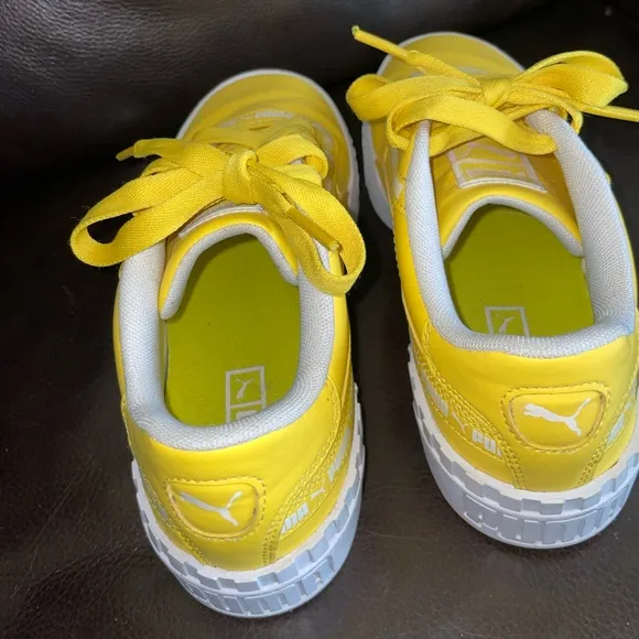 PUMA Kids Boys Cali Taping Lace Up Sneakers Shoes Casual Yellow size 5C active
