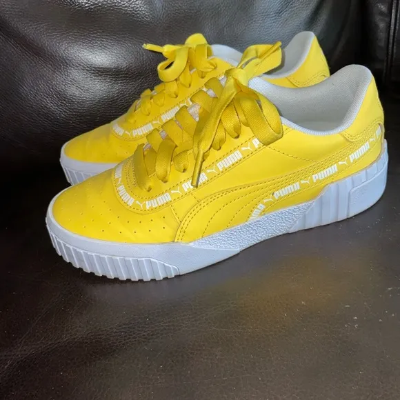 PUMA Kids Boys Cali Taping Lace Up Sneakers Shoes Casual Yellow size 5C active
