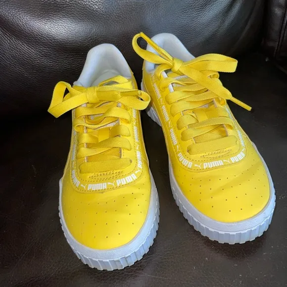 PUMA Kids Boys Cali Taping Lace Up Sneakers Shoes Casual Yellow size 5C active