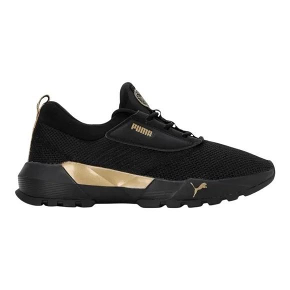 PUMA Womens Gold and Black Venus Lace Up Sneaker | US 8.5