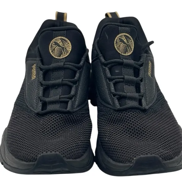 PUMA Womens Gold and Black Venus Lace Up Sneaker | US 8.5