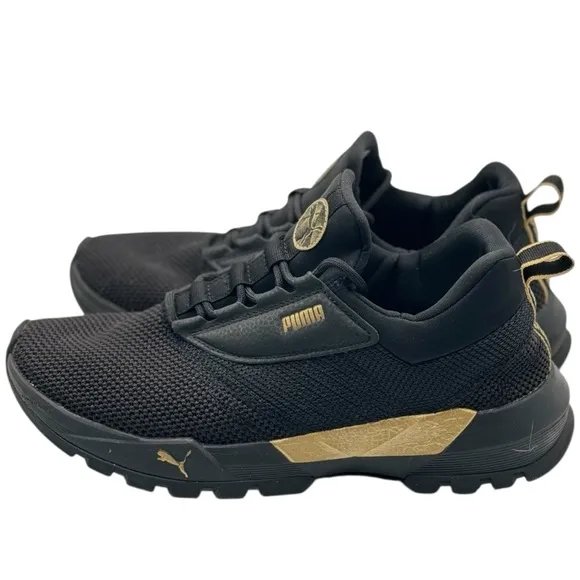 PUMA Womens Gold and Black Venus Lace Up Sneaker | US 8.5