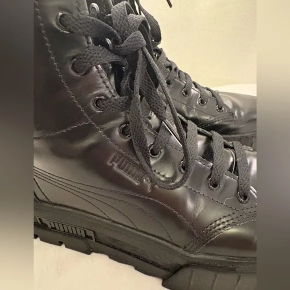 PUMA x Dua Lipa Mayze Platform Combat Boots Mid Calf Black Lace-up Goth Emo Sz 6