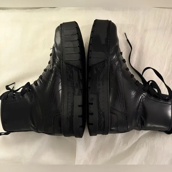 PUMA x Dua Lipa Mayze Platform Combat Boots Mid Calf Black Lace-up Goth Emo Sz 6