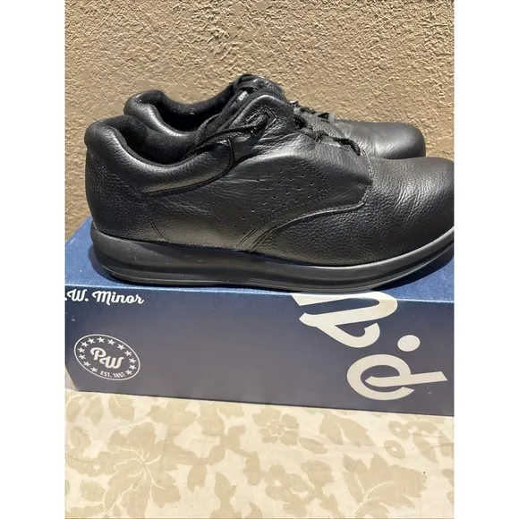 PW Minor Leisure Time DX2 Comfort Orthopedic Black Leather Shoes Men Size 12 WWW