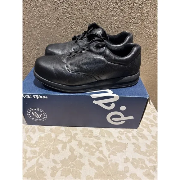 PW Minor Leisure Time DX2 Comfort Orthopedic Black Leather Shoes Men Size 12 WWW