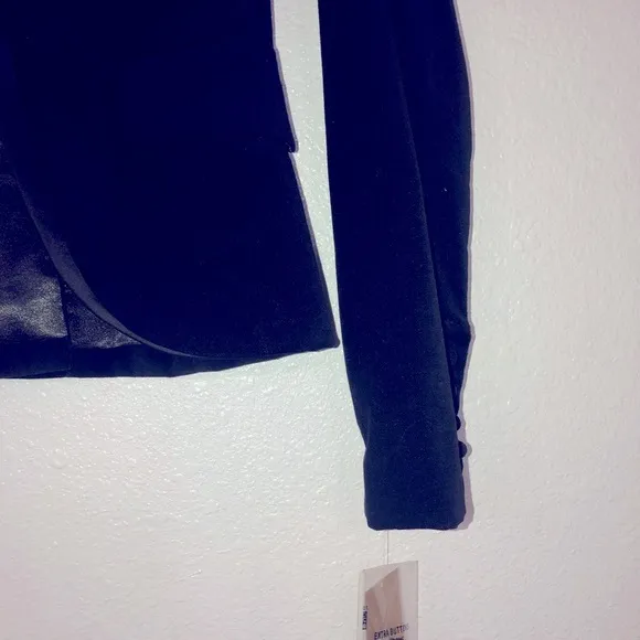 Rachel Roy black slim fit velvet luxe elegant blazer with satin lapel size 0 new