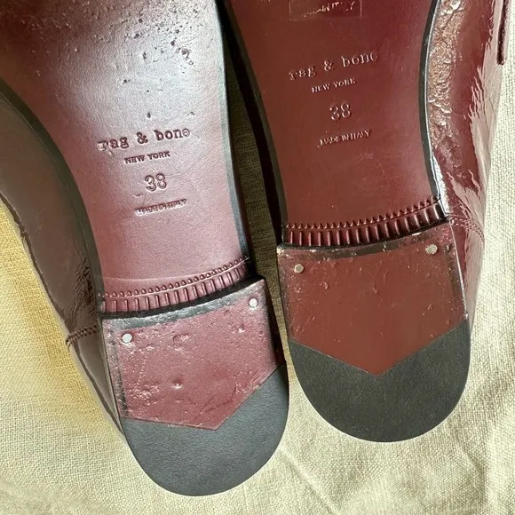 RAG &amp; BONE Cooper Patent Chain Loafer in Bordeaux ITALY MADE